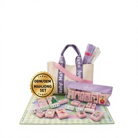 Tuiles de jeu de Mahjong portables de luxe modernes en acrylique violet clair à 4 couches, personnalisables en gros pour enfants