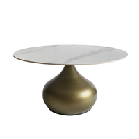 Table de chevet ronde en métal doré, ensemble de meubles traditionnels Vintage, de salon, Design en céramique, table de café