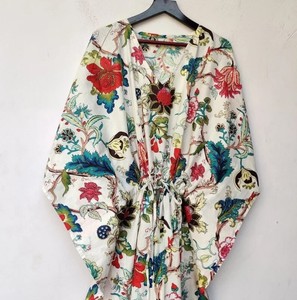 Relaxed Fit Floral Print Kaftan <b>Dress</b> Women's <b>Long</b> <b>Dress</b> <b>Boho</b> Style Gathered Drawstring Waist Casual Wear Outfit - Product Image 4
