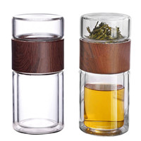 200ml Double Paroi Borosilicate Portable Voyage Tasse Gobelet À Thé Bouteille D'eau Diffuseur Bouteille En Verre Thé Infuseur Bouteille