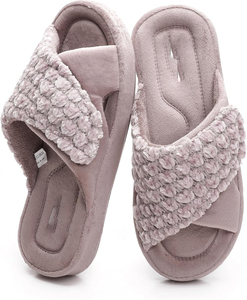 <span class=keywords><strong>Ciabatte</strong></span> da casa estive traspiranti da <span class=keywords><strong>donna</strong></span> con supporto plantare in pelliccia, suola regolabile in EVA e memory foam - Product Image 2