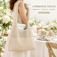 Sac fourre-tout personnalisé en coton et lin, sac de shopping léger en maille ouverte, texte personnalisé pour événements, OEM ODM faible MOQ