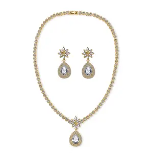 Crystal Main Stone and Necklace and Earring Sets Jewelry Sets Type bridal wedding jewelry set