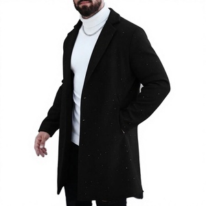 Elegant Men's Long Woolen Eco-Friendly Winter Thick Warm Single Breasted Turn-down Collar Overcoat Premium Fit Professional Coat - Product Image 3