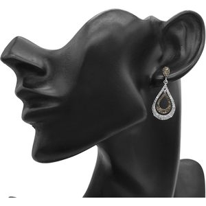 Ornaatis Teardrop <b>Dangle</b> <b>Earrings</b> 1.59 Cttw White Champagne <b>Diamond</b> 925 Sterling Silver Women Wedding Jewelry - Product Image 3