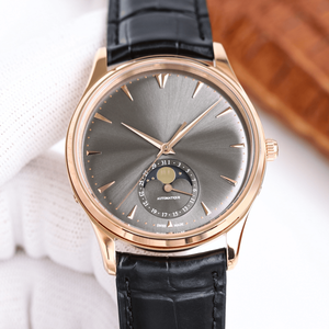 Men's Elegant Automatic Mechanical Watch with Moon Phase <b>Calendar</b> Leather Strap Stainless Steel Case for Business and Daily Wear - Product Image 2