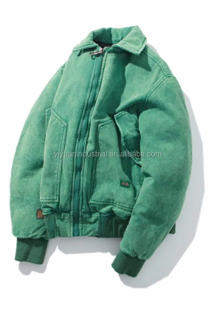 Tallas grandes ropa de mujer Moda Verde chaqueta de mezclilla hombres OEM calidad premium hombres unisex camionero chaquetas de hombre