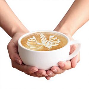 Mug à Latte en Porcelaine à Fond Rond avec Soucoupe pour des Versées Parfaites Cappuccino Espresso & Thé 10 oz Passe au Lave-Vaisselle Écologique - Product Image 1