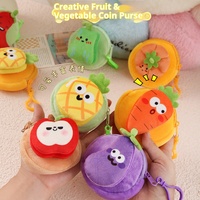 Porte-monnaie mini en peluche série fruits de dessin animé, écologique, durable, en fourrure douce, mignon, carotte, ananas, porte-clés créatif, vente en gros