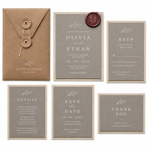 Conjunto de Invitaciones de Boda Personalizadas con Impresión Tipográfica |   Papel Ecológico con Tinta Blanca para Impresión de Pequeños Lotes para Diseñadores - Product Image 3