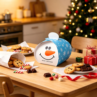 Boîtes à biscuits pliables de Noël, mini-boîtes cadeaux Père Noël et bonhomme de neige avec ruban pour l'emballage de bonbons de Noël