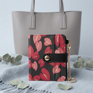 New Arrival Stylish Aloha Summer Hawaii Red Anthurium Flower Custom <b>Small</b> Delicate Cute Wallet <b>Small</b> Card Holder <b>Purse</b> for Women - Product Image 1