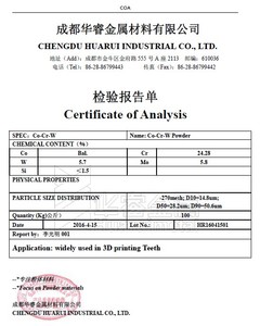 Nhà Máy Chất Lượng Cao Hình Cầu Coban Crom Hợp Kim Bột <span class=keywords><strong>Cocrmo</strong></span> Cocrw Bột Cho <span class=keywords><strong>3D</strong></span> In Ấn Nha Khoa Bột - Product Image 6