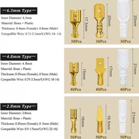 Boîte de connecteurs de fils isolés mâles et femelles 2.8/4.8/6.3mm, bornes de sertissage électriques, connecteurs à fourche, kit assorti 270 pièces