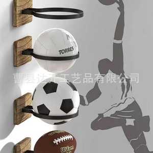 <b>Wall</b> <b>Mounted</b> Wooden Basketball Storage Rack Rectangle 1 Layer Living Room Display <b>Shelf</b> Multipurpose - Product Image 3