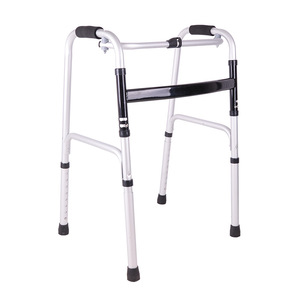 Aluminum Alloy <b>Walker</b> For <b>Elderly</b> Foldable Four Legged Walking Aid With Adjustable Height And Comfortable Backrest - Product Image 2