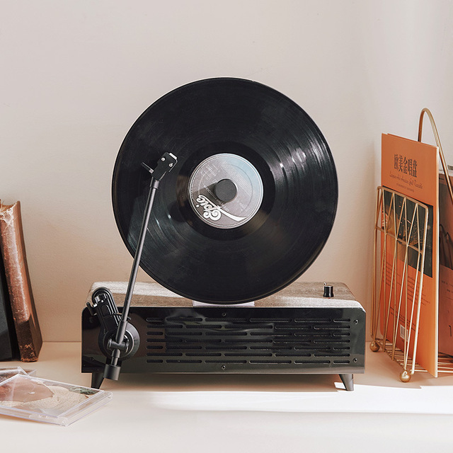 2024 Hot Wholesale Vertical Gramophone MM Moving Magnet Adjustable Speeds Built-In Dual Speakers Vinyl Turntable