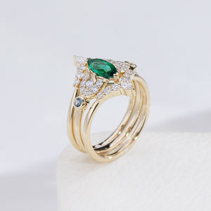 แหวนเพชรและพลอยหลากสีทองคำขาว 14K รุ่น MSR-2024 จาก Messi Jewelry สำหรับผู้หญิง - Product Image 3