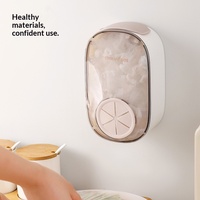 GREENSIDE Support mural sans perçage pour film alimentaire, boîte de rangement couverte extractible 1L, organisateur de cuisine rond