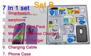Set Aksesoris Jam Tangan Pintar 7 in 1, Earphone, Charger Nirkabel Magnetik EU, Power Bank, Kotak Hadiah 6in1 untuk iPhone - Product Image 3