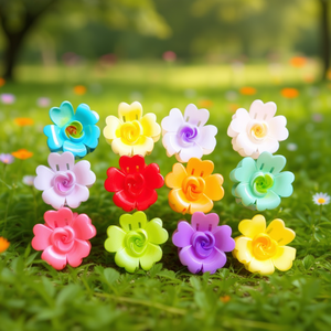 Pinza para el pelo con forma de corazón Angelina, diseño de flor colorida de 7,5 cm para mujeres y niñas, accesorio para el pelo de plástico de estilo dulce informal - Product Image 2