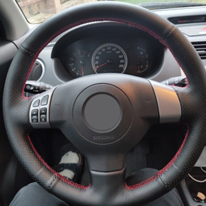 Cubierta de cuero de microfibra para <span class=keywords><strong>volante</strong></span> de coche, diseño deportivo cosido a mano, Compatible con <span class=keywords><strong>Suzuki</strong></span> SX4 <span class=keywords><strong>Alto</strong></span> Old Swift Opel Agila - Product Image 2