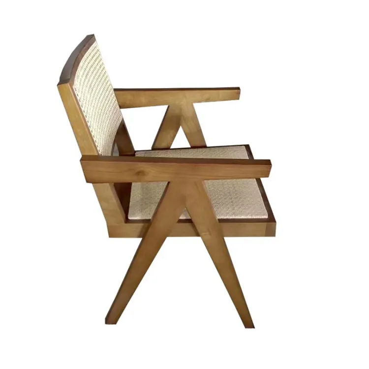 Nordic Vintage Wooden Dining Rattan armchair designer backrest chair