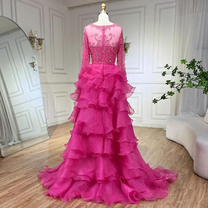 S2843N 2026 Nuovo Abito da Sera Lungo <span class=keywords><strong>Bordeaux</strong></span> Lussuoso con Perline Elegante per Presentazioni, Sfilate di Moda e Spettacoli - Product Image 3