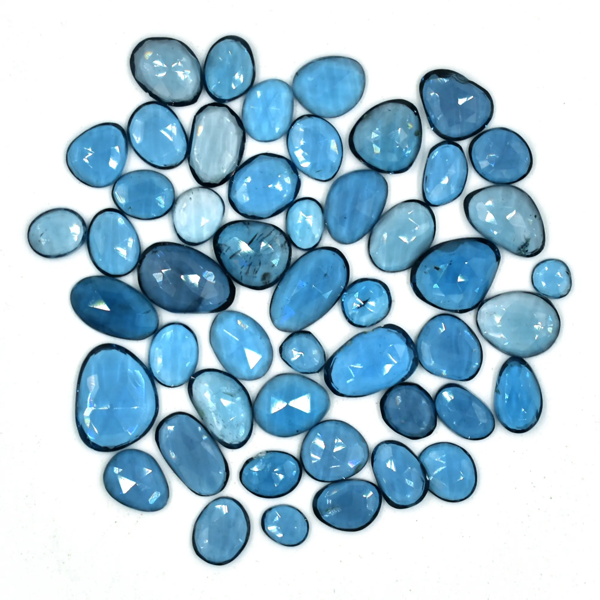 Natural London Blue Topaz Freeform Rosecuts,Wholesale Price Blue Topaz Unshaped Gemstone, Topaz Rose Cut For Sale