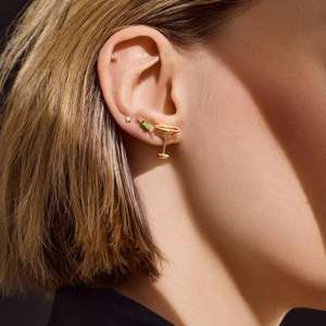 创意镀金钻石耳钉不对称早餐食品和鸡尾酒设计可爱度假配件个性 - Product Image 4