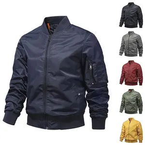 OEM Manufacturer Wholesale Custom Solid Color 100% Polyester Satin Men's Bomber Jacket