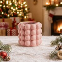 Pot de fleurs en céramique rose texturé à bulles, pot à plantes moderne décoratif pour la maison, table, plantes d'intérieur