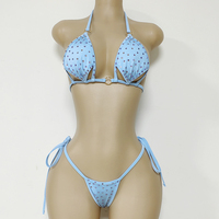 Ensemble Bikini Exotique Deux Pièces en Nylon Sur Mesure, Haut et String, Tenue de Danse Scène Sexy pour Femme avec Strass AB Dorés