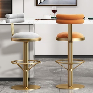 Tabouret de bar pivotant de style nordique, vintage, avec structure en acier inoxydable doré, pour <span class=keywords><strong>cuisine</strong></span> - Product Image 5