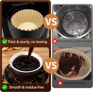 Filtres à café extra-larges pour 8 à 12 tasses, panier de filtration pour cafetières commerciales et domestiques, non blanchis, naturels - Product Image 2
