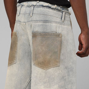 Jean baggy YUCE de haute qualité, style vintage, délavé, effet usé, streetwear, pour homme - Product Image 2
