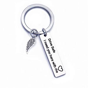 Porte-clés « Drive Good » en acier inoxydable, plusieurs options, « Drive Safe I Need You Here With Me » - Product Image 5
