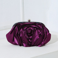 Tas Clutch Bunga Mawar Satin Mewah Wanita, Dompet Pernikahan Elegan, Tas Tangan Pesta Formal, Aksesoris Gaun Malam Cheongsam