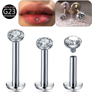 Piercings Lèvre Labret en Titane ASTM F136 G23 à Filetage Interne, Bijoux de Piercing Hélix Tragus à Dos Plat - Product Image 3