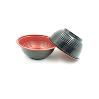 Bol rond en plastique jetable de 700 ml pour salade, soupe chaude, récipient alimentaire en PP, à emporter, rouge et noir, avec couvercle, micro-ondable, étanche