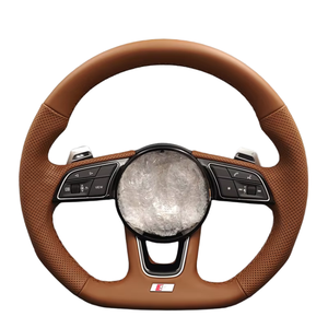 Volant de direction personnalisé en cuir pleine fleur à fond plat pour <span class=keywords><strong>Audi</strong></span> RS4 RS6 RS7 SQ5 <span class=keywords><strong>Q3</strong></span> Q5 Q7 R8 A3 A4 A5 A6 C7 B6 B8 B9 RS3 <span class=keywords><strong>RS</strong></span> - Product Image 1