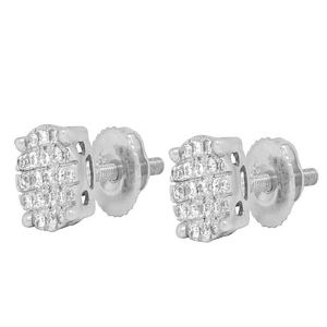 Elegant <b>Silver</b> Tone Round Cut Cluster Earrings with Lab Grown Diamonds Luxury 10K Gold Style Jewelry for Women Daily Wear - Product Image 2