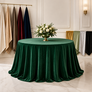 Wholesale Emerald <b>Green</b> Premium Velvet Round <b>Tablecloth</b> Color Swatch Display for Hotel Banquet Event Rental - Product Image 1