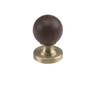 Chinese Style <b>Walnut</b> Wood Cabinet Handle Brass Round <b>Drawer</b> Knob Durable Wardrobe Furniture Hardware - Product Image 5
