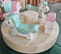 Manège Souple Personnalisé Pastel pour Enfants, Équipement de Jeux Intérieur, Carrousel Neutre, Manège Rotatif pour Tout-Petits, Centre de Jeux