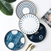 Assiette plate japonaise en céramique peinte à la main pour steak Plateau de rangement moderne pour plats occidentaux Présentoir de bijoux créatif Cuisine