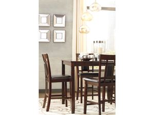 Juego de Comedor Tradicional de Madera con Altura de Barra, 5 Piezas, Taburetes Tapizados en Cuero Sintético con Asientos Acolchados y Respaldo - Product Image 4