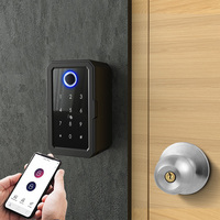 Sägefester Wandmontierter Sicherheits-Schlüsselaufbewahrungskasten aus Zinklegierung APP-Steuerung Fingerabdruck Passcode Kartenzugang Holz/Aluminium