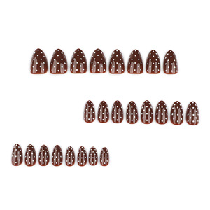 Faux <span class=keywords><strong>ongles</strong></span> personnalisés en forme d'amande, marron et blanc, imprimés, à presser, <span class=keywords><strong>ongles</strong></span> artificiels - Product Image 5