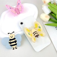 Mignon Rose Papillon Support Téléphone Cas Stand pour iPhone 16 15 14 Plus 13 12 11 Pro Max XR Antichoc Anti-chute TPU Couverture Souple